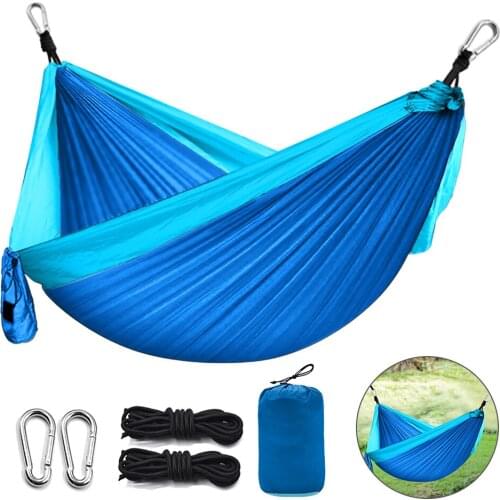 260*140cm Single Outdoor Camping Hammock Parachute Cloth Outdoor Garden Portable Double Hanging Bed Swing Chair