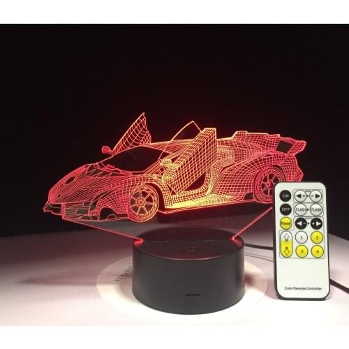 Sports Car 3D Nightlight Colorful Touch LED 3D illusion light with USB Power Visual Atmosphere Lamp Remote Control Drop Shipping