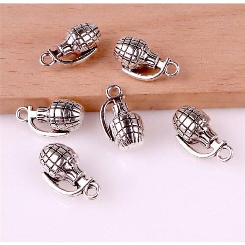 6pcs/lot Handmade Antique Silver Plated Grenade DIY Accessories Pendant Grenade For Jewelry Making 24047