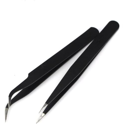 1pc Anti-static Eyelash Tweezers Durable Stainless Steel Straight and Bend Eyelash Curler Eyebrow Clamp Professional Makeup Tool