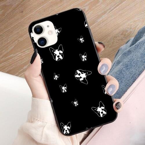 Boston terrier black white many soft TPU border phone case for iphone 11PRO MAX 11 X XS XR XSMAX 6 plus 7 7plus 8 8plus cover