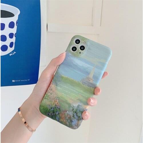 Retro art oil painting landscape Phone Case For iPhone 11 Pro Max Xr Xs Max X 7 8 Plus SE cases Liquid Silicone Soft Cover capa