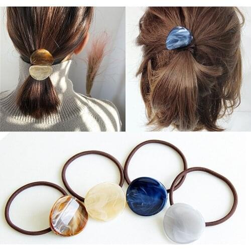 LNRRABC Elegant 1PC Girls Elastic Hair Bands Women Marble Vein Acrylic Hair Rope Ponytail Holder Hair Ties Hair Accessories