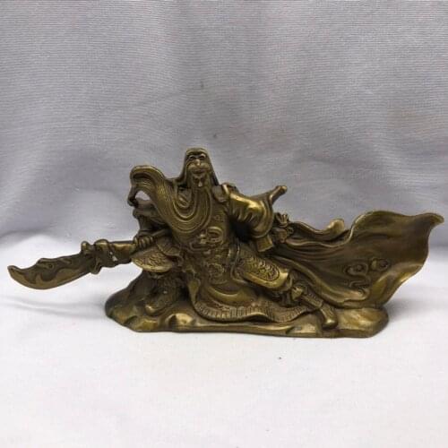 Chinese Collect Brass Sculpture Master Of Martial ArtsGuan YuPattern Metal Crafts Home Decoration