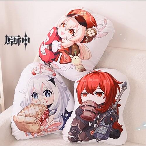 Anime Genshin Impact Barbara Diluc Qiqi Short Plush Doll Pillow Game Mondstadt Cute Toys Cartoon Cushion Birthday Xmas Gifts