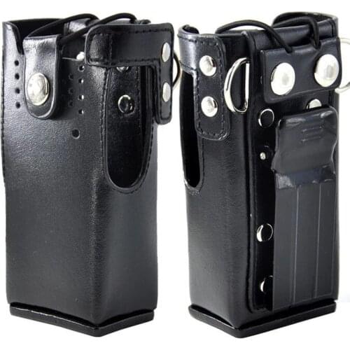 Leather case shoulder holder bag for motorola gp328,gp340,gp380,gp3188,ep450,ht750 etc walkie talkie black color