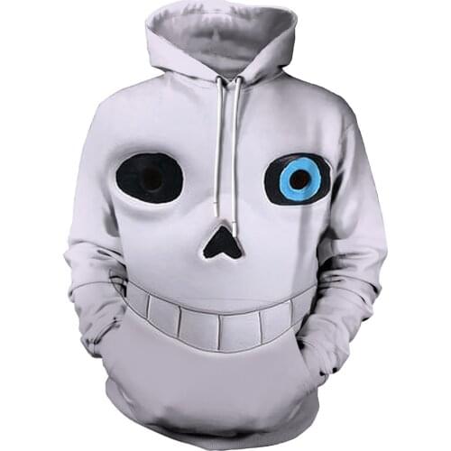 NEW Undertale White Hoodie Sans 3D Printed Zipper Jacket Sweatshirt Halloween Cosplay Costume Men Jacket Top Casual sweater