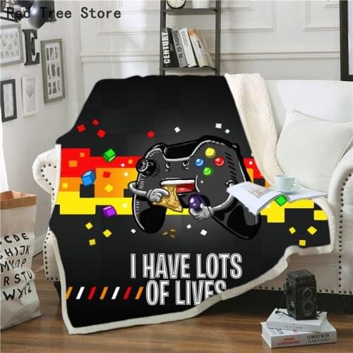 Gamepad Print Sherpa Blanket Gamer Fleece Throw Cover for Sofa Bed Couch Video Game Controller Room Decor Wearable Plush Bedding