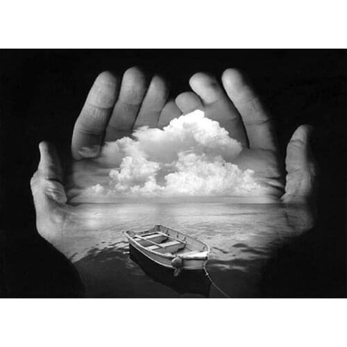 Full Square/round 5D DIY Diamond Painting black white sea hand pictures Diamond Embroidery Sale Rhinestones Mosaic Decor AZ606