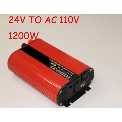 Power Inverter DC 24V to AC 220V/ Charger Converter 1200W DC 12V to AC 110V/ DC 12V to AC 220V/ Dual USB DC 24V to AC 110V
