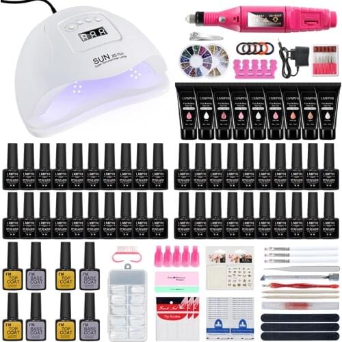 Professional Nail kit Building Quick Extension gel Nail Polish Set UV LED Nail Lamp dryer&Electric Nail Drill Nail Art Tools Set