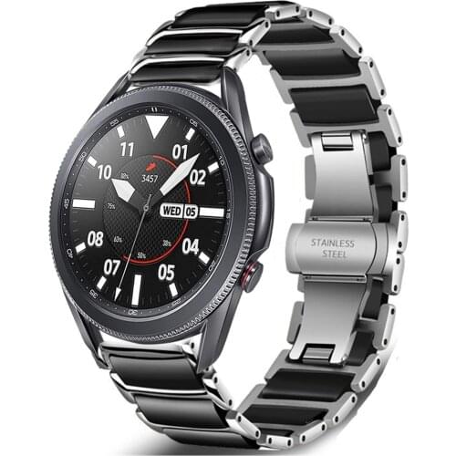 Ceramic + Metal Strap Compatible with Samsung Galaxy Watch 46mm/Active2 42mm /Huawei Watch GT GT2/Amazfit GTR for 22mm 20mm band