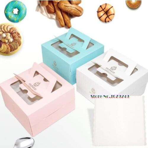 Pink Blue White Hot Stamping Portable Cake Box 4 inch Muse Cake paper Box 100pcs/Lot