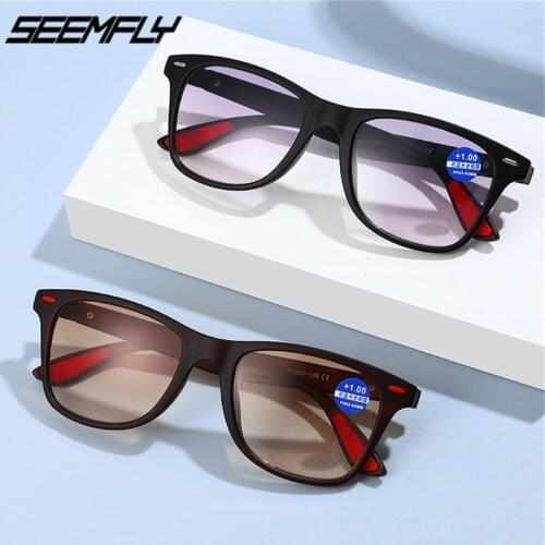 Seemfly Classic Unisex Reading Glasses Square Frame Bifocal Progressive Anti Blue Light Goggle Eyewear Diopter +1.0 To +4.0 New