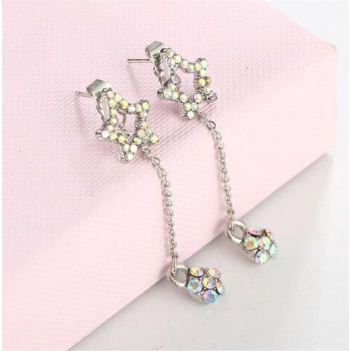 CRLEY AAA Cubic Zirconia Star Drop Earrings for Women Luxury Silver Long Drop Earring Brand New Italy Jewelry oorbellen