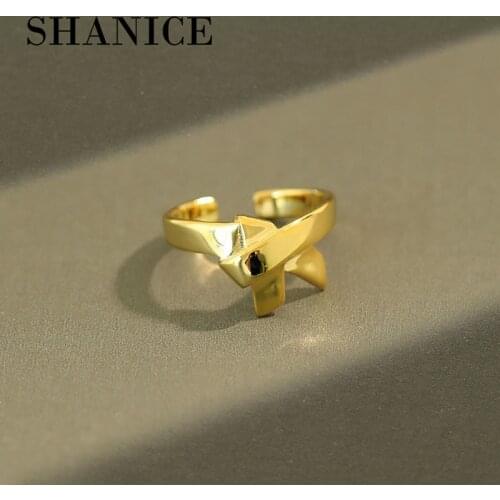 SHANICE Pure S925 Sterling Silver Open Ring Jewelry Simple Smooth Bow Rings for Women Wedding Finger Open Ring Anillos Anelli
