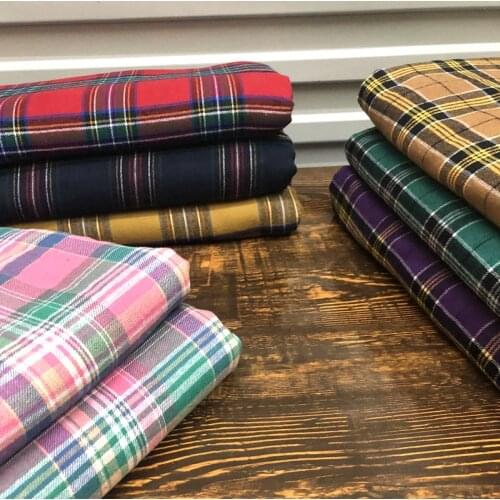 Scotland Plaid Fabric Red, Yellow And Blue Plaid Peach Cotton Fabric Shirt Skirt Handmade DIY Fabric/1M
