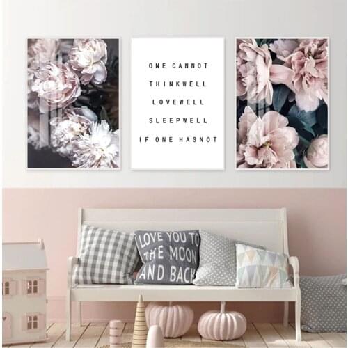 Scandinavian Wall Picture for Living Room Decoration Canvas Painting Bloom Peony Flower Petal Poster Nordic Botanical Art Print