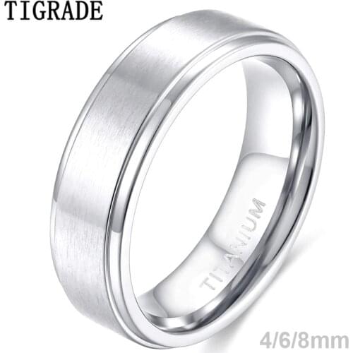 Tigrade 6mm Men Ring Titanium Silver Color 8mm Man Women Engagement Ring Wedding Band Simple Finger Rings Brand Jewelry bague