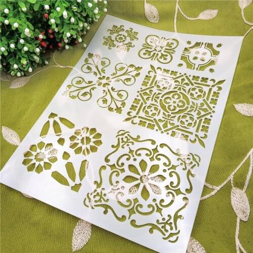 21*29.5cm lace forest scrapbook stencils spray plastic mold shield DIY cake hollow Embellishment printing lace ruler Easter