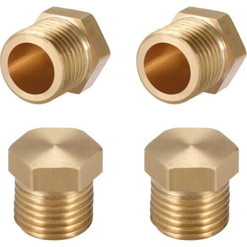 Uxcell Brass Pipe Fitting Cored Hex Head Plug 1/8" 1/4" 3/8" 1/2" G Male Connector for Connecting Terminating Controlling