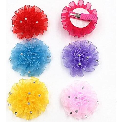 Fashion Girl hair clip hair accessories Cute hair clips diamonds Chiffon flower hairpin Hair Clips Beautiful Kids hairgrip