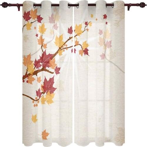 Living Room Curtains Autumn Sycamore Leaves Home Decoration Curtains For The Room Kitchen Study Bathroom Window Valance Curtains
