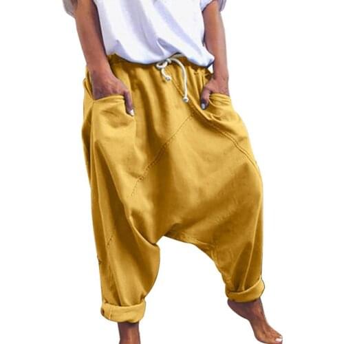 Women Pants Women Harem Pants Trousers Boho Mid Waist Pants Women Solid Check Pants Baggy Wide Leg Casual Capris 2021