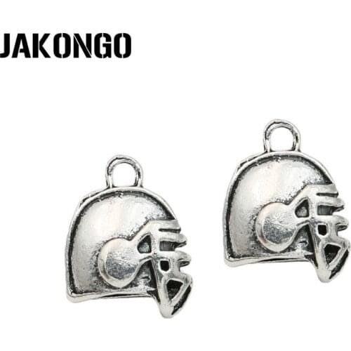 10pcs Tibetan Silver Plated Football Helmet Charm Pendants for Jewelry Making Bracelet Accessories DIY Handmade Craft 15x12mm