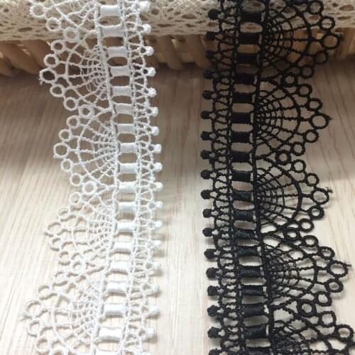 15yards 4cm Width White Black Lace Trims Applique Polyester Water Soluble Trimmings Ribbon Home Textiles Sewing Lace Fabric