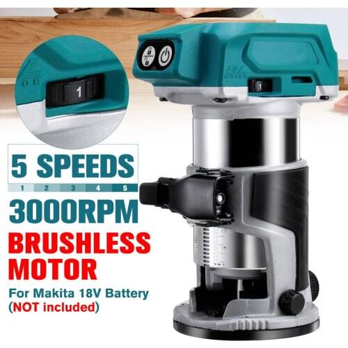 5 Speeds Brushless Cordless Electric Hand Trimmer Wood Router Woodworking Engraving Slotting Trimming for Makita 18V Battery