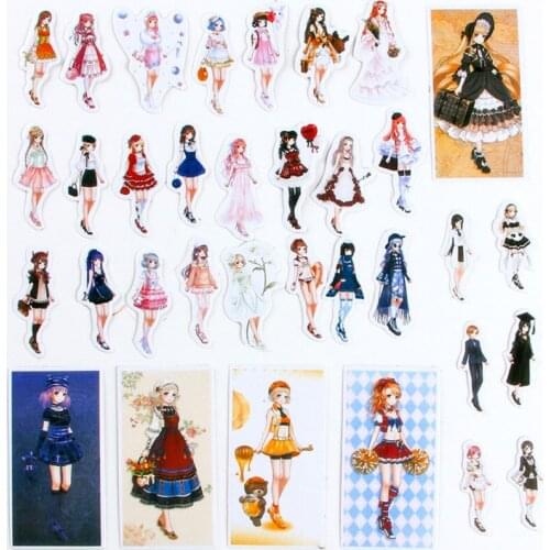 5packs/lot cute sticker beauty girls Stickers for Luggage Skateboard Laptop PVC Scrapbook diary book waterproof pegatinas toys