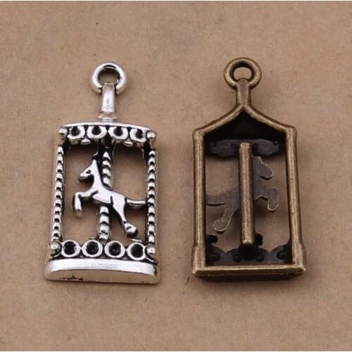 70pcs Vintage Charms Carousel Pendant Antique Bronze Fit Bracelets Necklace DIY Metal Jewelry Making 32*14mm