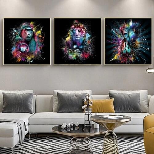 Watercolor Fucking Monkey Wall Art Canvas Prints Abstract Animals Pop Art Canvas Paintings Wall Decor Pictures For Kids Room
