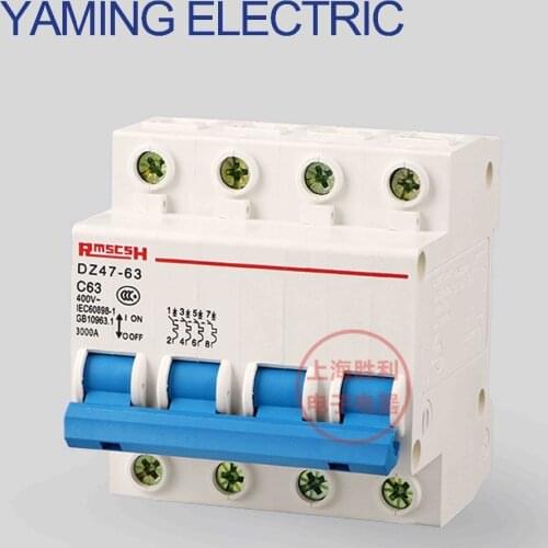 P220 DZ47LE-63 C45 4P 6A-63A C type 230V 50HZ/60HZ Residual current household Leakage protection Circuit breaker MCB