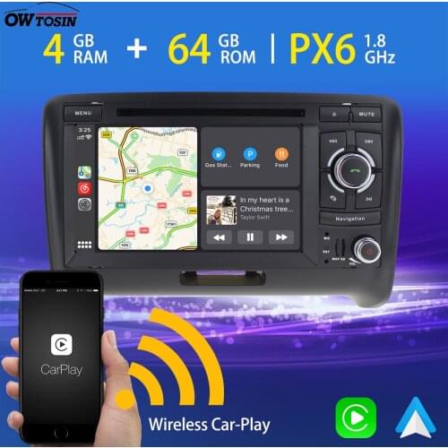 7" Android 10 PX6 4G+64G Bluetooth 5.0 TDA7850 Car DVD Multimedia Player For Audi TT 2006-2015 Wireless Carplay GPS Navi Radio