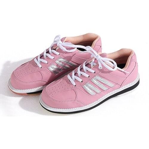 Free shipping pink leather women bowling shoes