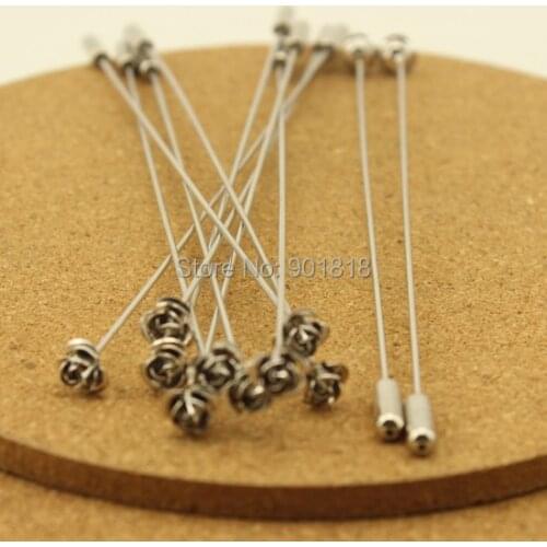 10pcs/lot 9.6cm Length Copper Rhodium Color Flower Head Brooch Pin Jewelry Safety Pins With Stopper Ends DIY Findings F1776