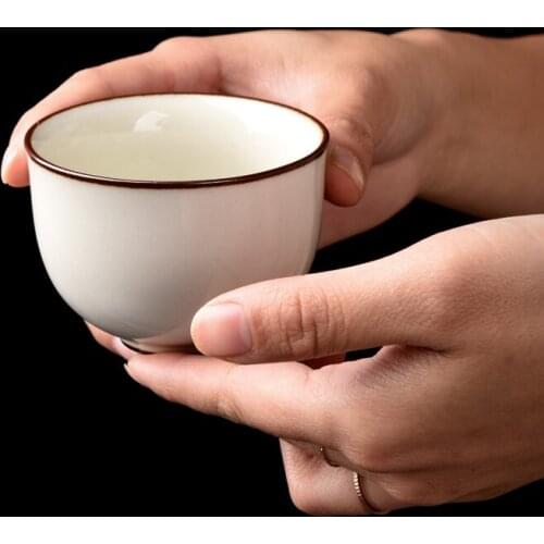 Longquan celadon Master Cup single cup iron tire tea cup ceramic tea cup kungfu tea set tea cup handmade small cup