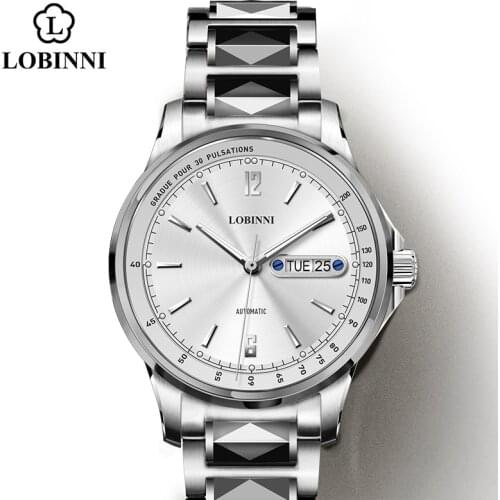 LOBINNI Multifunction Tachymeter Men Sport Watch Japan Movement Automatic Men Watches Stainless Steel Business механические часы