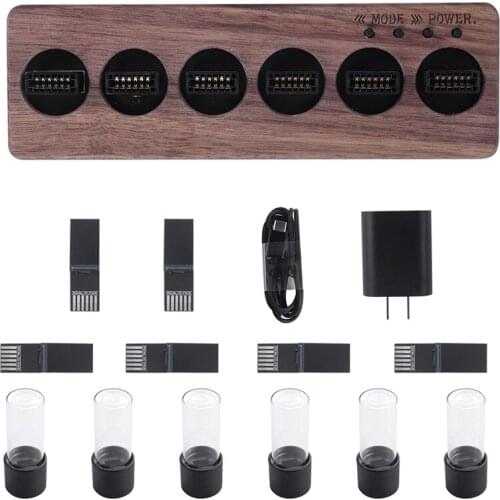 IPS Nixie Tube Digital Clock Electronic Calendar 6-Digit LCD Time Display Creative Desktop Decoration Gift