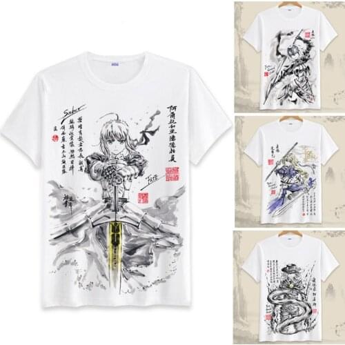 Anime Fate Grand Order Saber T Shirt Women Men Summer Short Sleeve Tee Shirts Couples Cosplay Tops Streetwear Casual Camisetas