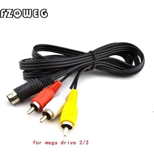FZQWEG 1 pcs New AV Cable 9 pin for SEGA Mega Drive 2 RCA Cord for SEGA Genesis 2 Audio Video AV Cord 6ft RCA