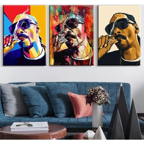 Hip Hop Rap Singer Smoking Snoop Dogg Figure Art Posters Prints on Canvas Wall Pictures for Living Room Home Wall Cuadros Decor