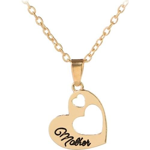 Mothers Day Gift Fashion Women Choker Necklace Silver/Gold Hollow Heart Pendant Creative Necklace for Mom Jewelry Gift