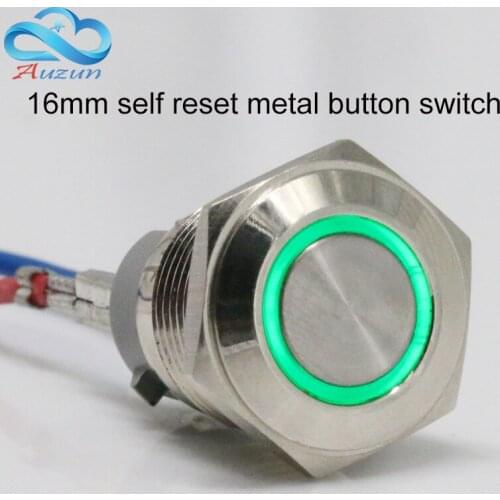 16 mm metal button switch reset button switch instantly returns to copper nickel plating voltage 6 v12 v24V220V current 5