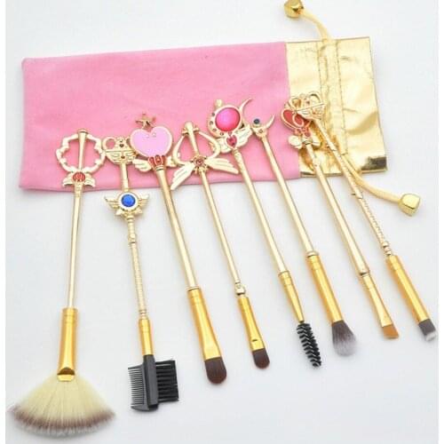 Fashion Makeup Brushes 8 PCS Metal Handle Cosmetic Brush Professional Brushes Set Portable Makeup Accessories 2018 HOT NEW