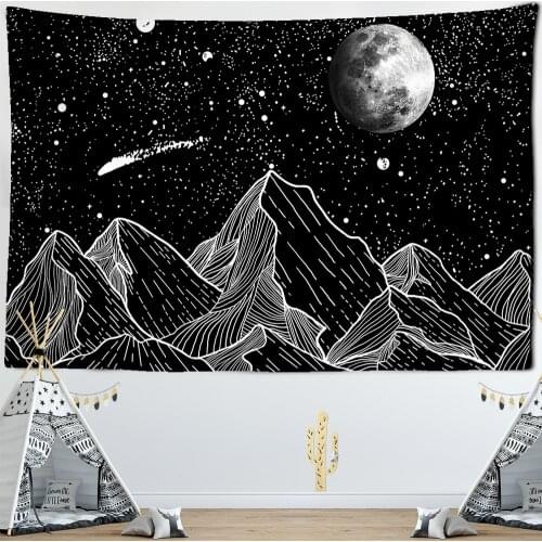 Moon Star Tapestry Wall Hanging Starry Sky Universe Celestial Body Magic Mysterious Tarot Dormitory Art Home Decor