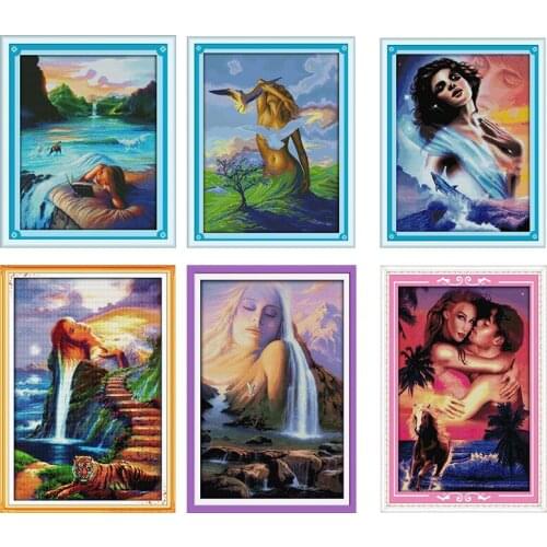 Joy Sunday Charm of the Goddess Cross Stitch Kit Counted 14CT11CT Print Chinese Pattern Handcraft Make Embroidery with Chart Set