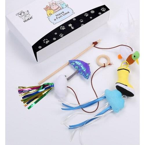 Newest Funny Cat Toys Rainy Season Series Umbrella Raincoat Clouds Small Toys Color Box Packaging Cat Teaser Pet Supplies